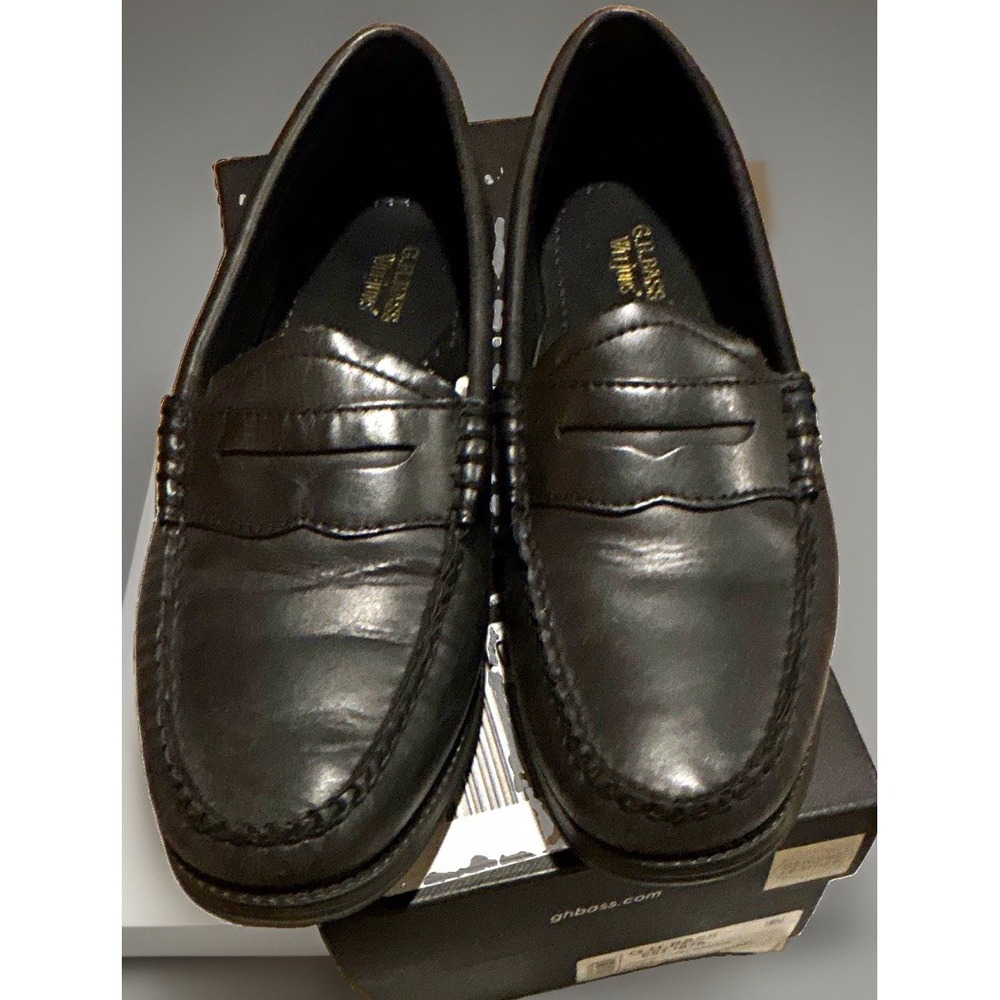 NIB G.H. Bass Weejuns Whitney Easy Weejun Black Leather Slip-On Dress Loafer 7.5